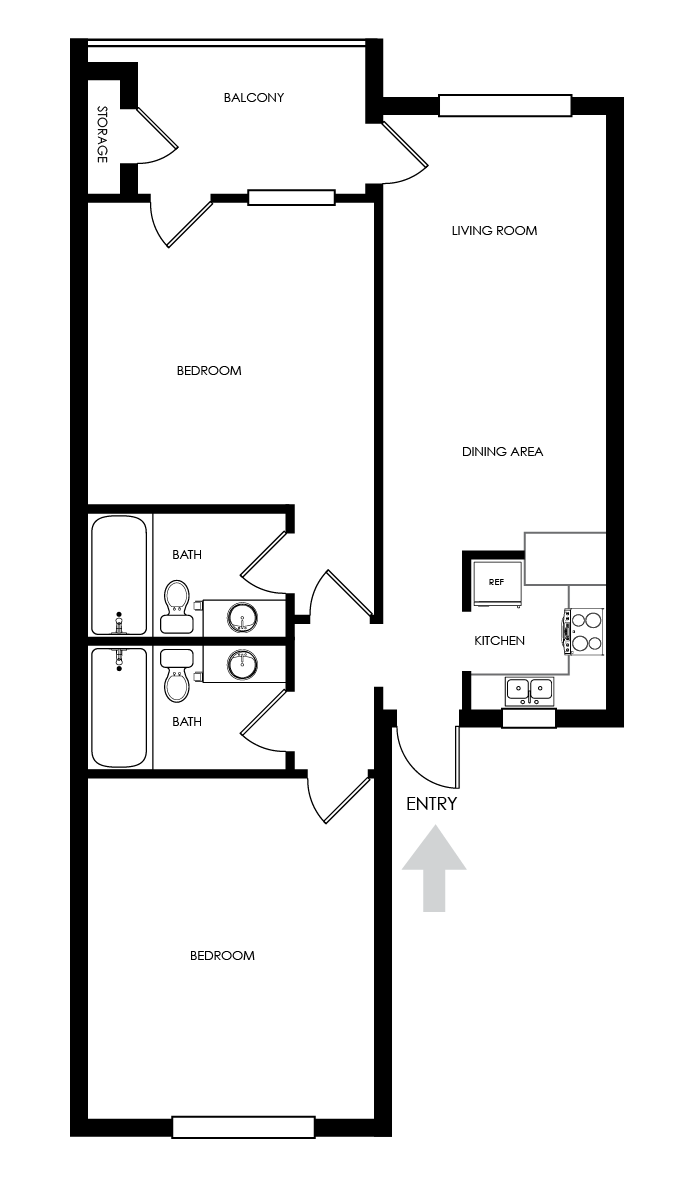 2x2 floor plan